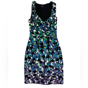 Just Taylor Women’s Geometric watercolor Dress Size 4 Purple, Blue, Green